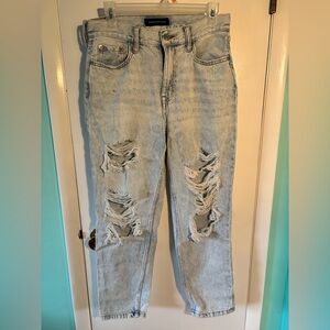 Distressed Light Blue Women's Mom Jeans